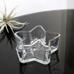 Vintage Clear Glass Star Shaped Bowl Trinket Dish Jewelry Dish Starburst Base